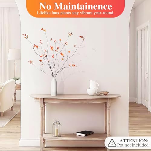 AENTGIU 4 Pcs Fall Stems Artificial Ficus Branches - Faux Thanksgiving Stems for Vases - Fake Fall Branches Vase Filler Centerpieces Autumn Decorations for Home, Table Decor, Entryway Console - Image 5
