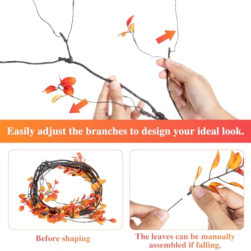 AENTGIU 4 Pcs Fall Stems Artificial Ficus Branches - Faux Thanksgiving Stems for Vases - Fake Fall Branches Vase Filler Centerpieces Autumn Decorations for Home, Table Decor, Entryway Console - Image 4