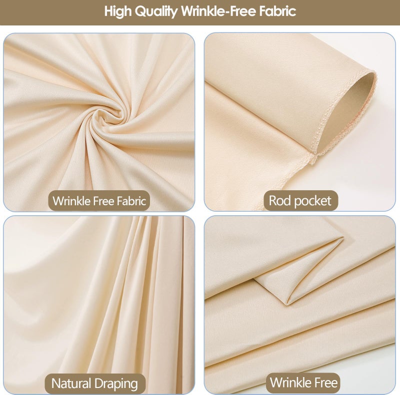 ESGOTBME 10x10ft Wrinkle Free Backdrop Curtain for Parties Soft Fabric Drapes Wedding Cream Curtain Backdrop for Birthday Party Decorations Background for Photography 5x10ft,2 Panels - Image 5