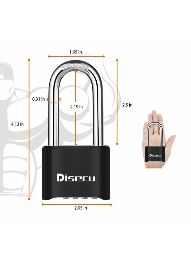 Disecu 1 Pack disecu Heavy Duty 4 Digit Combination Lock, 2.5 Inch Long Shackle Outdoor Waterproof Padlock for School Gym Locker, Storage Unit, Fence, Gate, Toolbox (Black) - Image 2