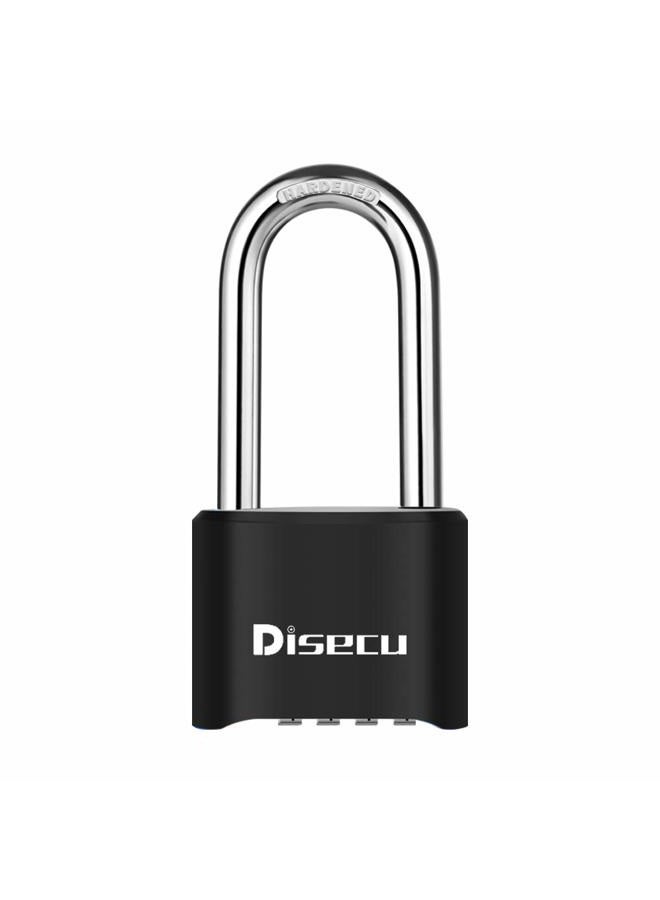 Disecu 1 Pack disecu Heavy Duty 4 Digit Combination Lock, 2.5 Inch Long Shackle Outdoor Waterproof Padlock for School Gym Locker, Storage Unit, Fence, Gate, Toolbox (Black) - Image 1