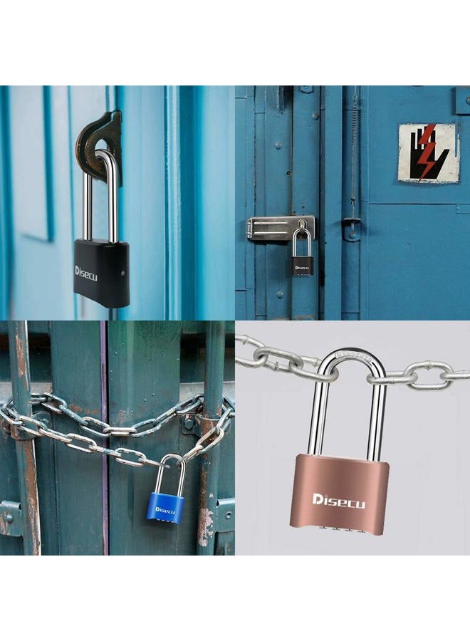 Disecu 1 Pack disecu Heavy Duty 4 Digit Combination Lock, 2.5 Inch Long Shackle Outdoor Waterproof Padlock for School Gym Locker, Storage Unit, Fence, Gate, Toolbox (Black) - Image 5