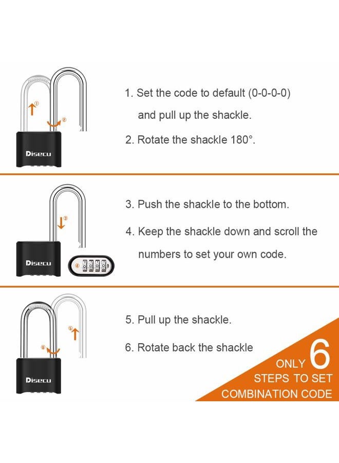 Disecu 1 Pack disecu Heavy Duty 4 Digit Combination Lock, 2.5 Inch Long Shackle Outdoor Waterproof Padlock for School Gym Locker, Storage Unit, Fence, Gate, Toolbox (Black) - Image 4
