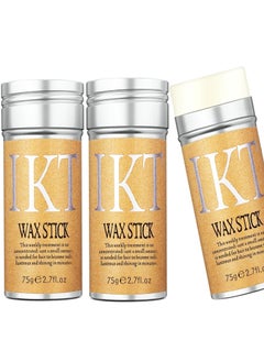 Hair Wax (3 Pack) Stick for Smooth Wigs, Non-Greasy Styling Solution for Flyaways, Edges, and Frizz , IKT Wax Stick for Hair, Slick Stick for Hair Non-greasy Styling IKT Hair Pomade Stick, Strong Hold Makes Hair Look Neat and Tidy  - (75g e 2.7 fl.oz x 3)
