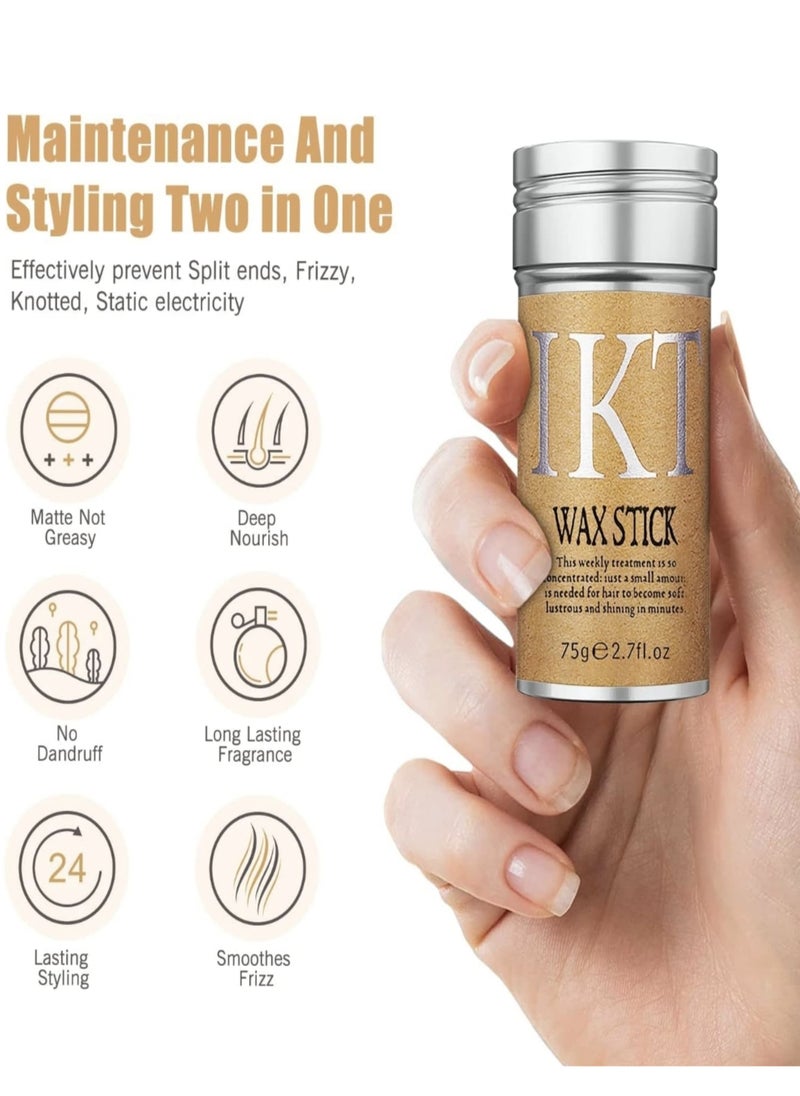 IKT - Hair Wax (3 Pack) Stick for Smooth Wigs, Non-Greasy Styling Solution for Flyaways, Edges, and Frizz , IKT Wax Stick for Hair, Slick Stick for Hair Non-greasy Styling IKT Hair Pomade Stick, Strong Hold Makes Hair Look Neat and Tidy  - (75g e 2.7 fl.oz x 3) - Image 1