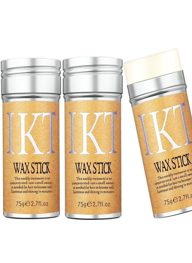 IKT - Hair Wax (3 Pack) Stick for Smooth Wigs, Non-Greasy Styling Solution for Flyaways, Edges, and Frizz , IKT Wax Stick for Hair, Slick Stick for Hair Non-greasy Styling IKT Hair Pomade Stick, Strong Hold Makes Hair Look Neat and Tidy  - (75g e 2.7 fl.oz x 3) - Image 1