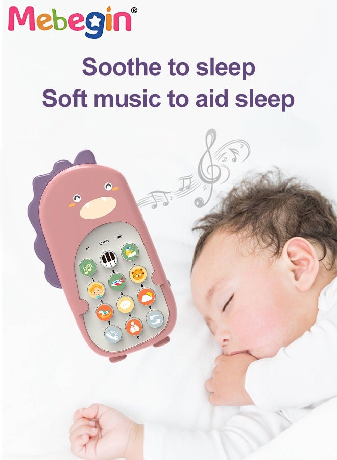 ميبيجين هاتف محمول ذكي للتعليم المبكر، لعبة هاتف ذكي للتعليم المبكر، لعبة هاتف للتسنين للأطفال، لعبة هاتف ديناصور مع ضوء وصوت، هاتف محمول للتعلم قبل المدرسة مع نموذجين و12 زرًا للوظائف، هدية مثالية للأطفال من عمر 6 أشهر فأكثر، 3 بطاريات AAA (غير متضمنة)، 8*14.2 سم - Image 5