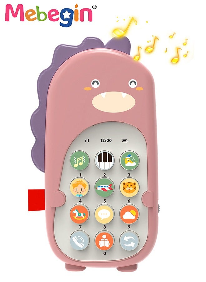 ميبيجين هاتف محمول ذكي للتعليم المبكر، لعبة هاتف ذكي للتعليم المبكر، لعبة هاتف للتسنين للأطفال، لعبة هاتف ديناصور مع ضوء وصوت، هاتف محمول للتعلم قبل المدرسة مع نموذجين و12 زرًا للوظائف، هدية مثالية للأطفال من عمر 6 أشهر فأكثر، 3 بطاريات AAA (غير متضمنة)، 8*14.2 سم - Image 2