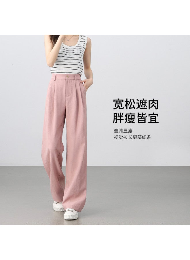 Hstyle High-waisted Wide-leg Pants For Women - 2025 Spring/summer Fashion Slimming Linen-like Bamboo Texture Versatile Office Casual Trousers - Image 5
