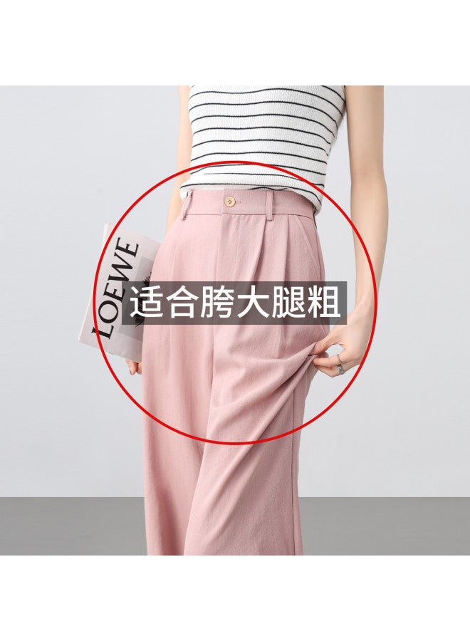 Hstyle High-waisted Wide-leg Pants For Women - 2025 Spring/summer Fashion Slimming Linen-like Bamboo Texture Versatile Office Casual Trousers - Image 2