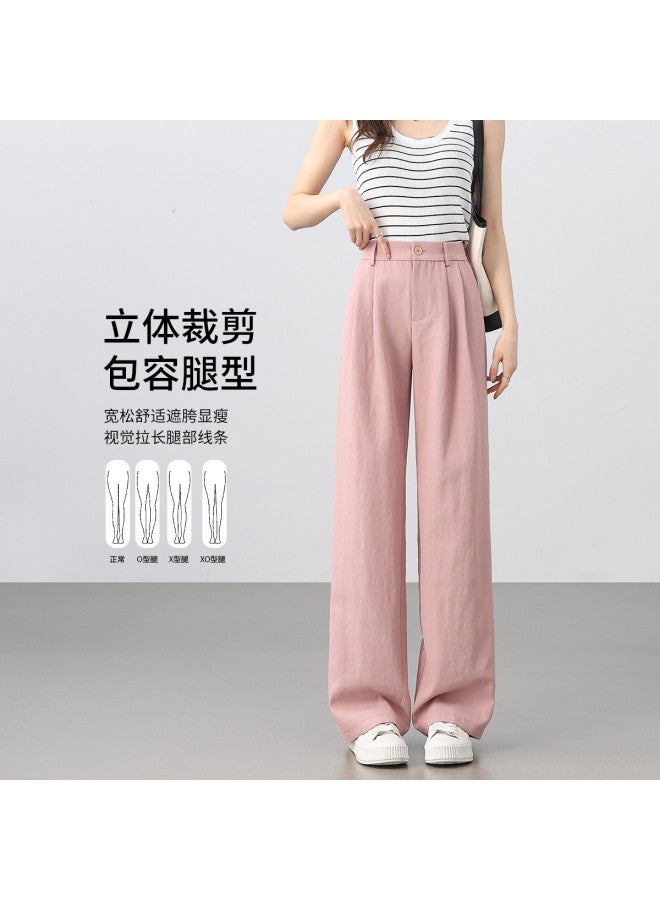 Hstyle High-waisted Wide-leg Pants For Women - 2025 Spring/summer Fashion Slimming Linen-like Bamboo Texture Versatile Office Casual Trousers - Image 4