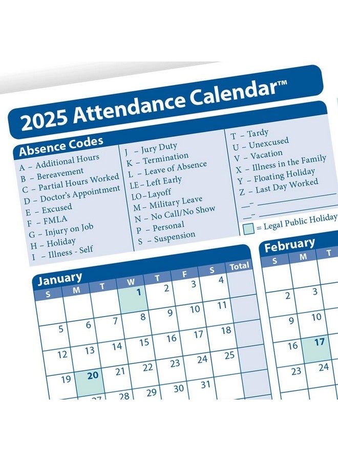 ComplyRight 2025 Attendance Calendar Card, White, Pack Of 25 - Image 5