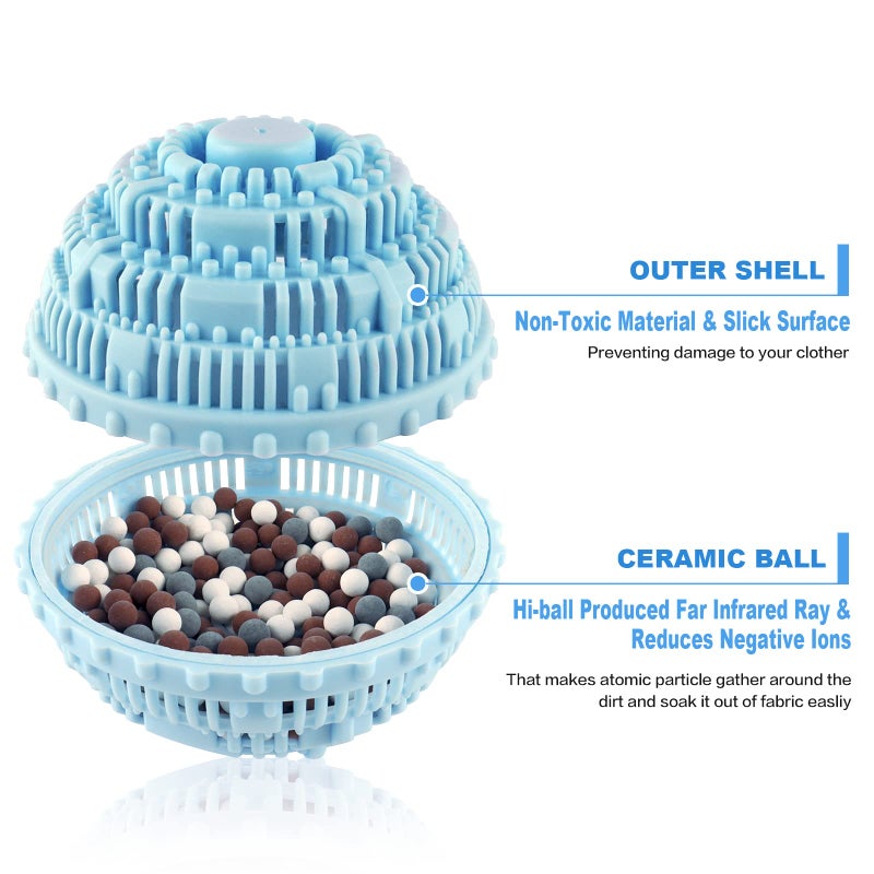 2pcs Laundry Ball - Natural Non-Chemical Detergent Laundry Balls for Washing Machine - Eco Friendly Wash Ball & Detergent Alternative for 2000 Washings(Light Blue) - Image 3