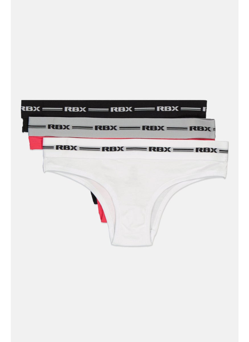 RBX Women 3 Pieces Brand Logo Soft Cheeky Panties, Black  - Image 3