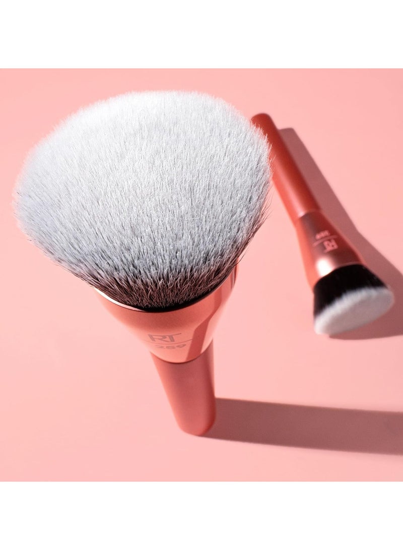 REAL TECHNIQUES Extra Big Stippling Brush, Large Makeup Brush For Liquid & Cream Foundation, BB Cream, CC Cream, & Skin Tints, XL Oversized Brush, Cruelty-Free, Synthetic Bristles, 1 Count Pink - Image 5