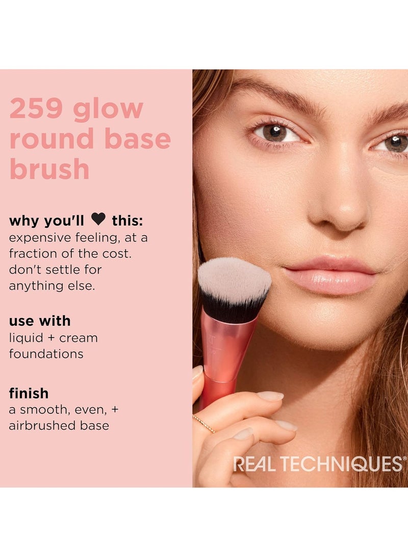 REAL TECHNIQUES Extra Big Stippling Brush, Large Makeup Brush For Liquid & Cream Foundation, BB Cream, CC Cream, & Skin Tints, XL Oversized Brush, Cruelty-Free, Synthetic Bristles, 1 Count Pink - Image 4