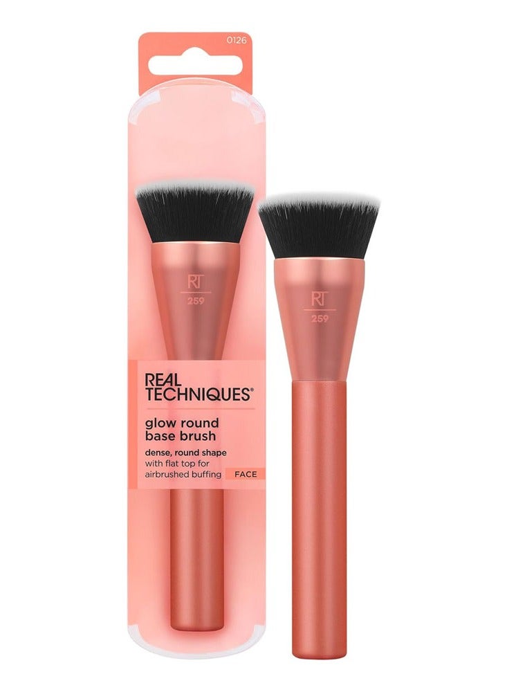 REAL TECHNIQUES Extra Big Stippling Brush, Large Makeup Brush For Liquid & Cream Foundation, BB Cream, CC Cream, & Skin Tints, XL Oversized Brush, Cruelty-Free, Synthetic Bristles, 1 Count Pink - Image 1