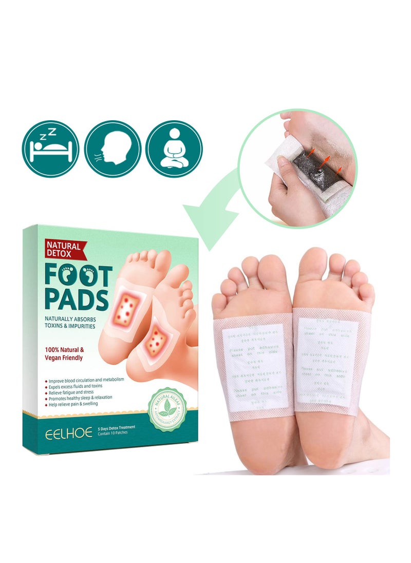 EELHOE 10-Piece Cleansing Detox Foot Pads / Patches Sleeping &Stress Relieve Dehumidification for Feet Care Improve Quality Of Sleep  - Image 1
