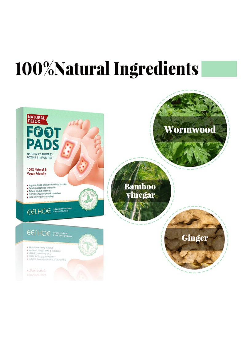 EELHOE 10-Piece Cleansing Detox Foot Pads / Patches Sleeping &Stress Relieve Dehumidification for Feet Care Improve Quality Of Sleep  - Image 2