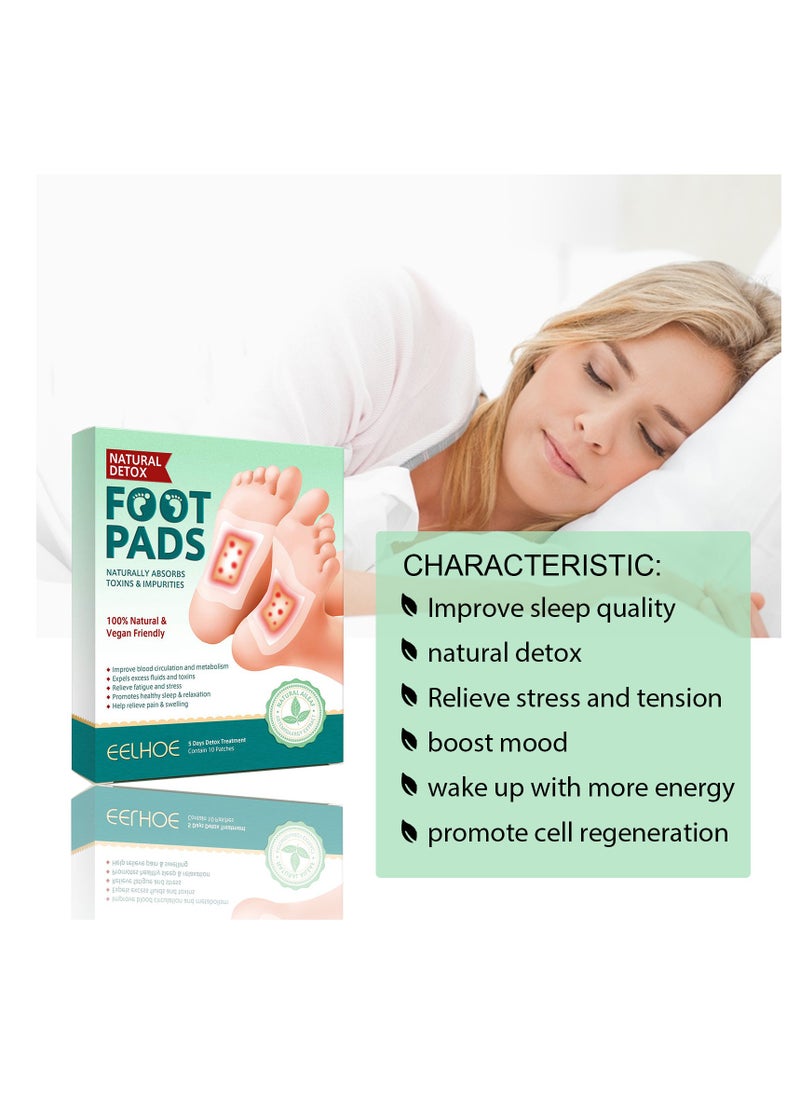 EELHOE 10-Piece Cleansing Detox Foot Pads / Patches Sleeping &Stress Relieve Dehumidification for Feet Care Improve Quality Of Sleep  - Image 4