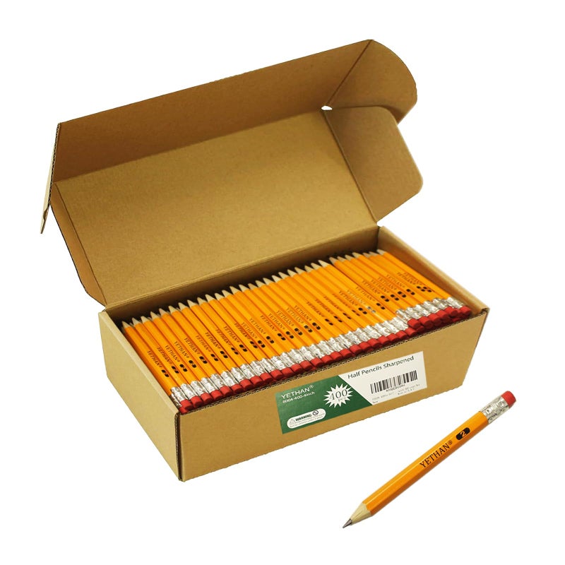 YETHAN 400Pcs Golf Pencils with Eraser Tops, Hexagon Wooden pencils, Pre Sharpened 2# HB Half Pencils for kids Golf School Office 4" Mini 400 count/Box - Image 5