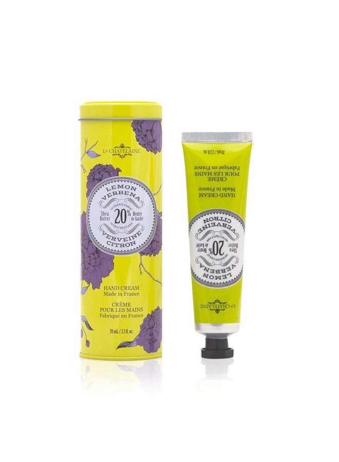 Shea Butter Hand Cream, Made in France, Natural and Organic Ingredients, 70ml / 2.3 oz, Gift Tin, Lemon Verbena