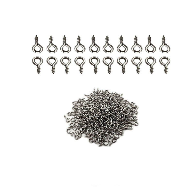 IDEALSV 304 Stainless Steel Small Screw Eyes Jewelry Hooks 5mm x 10mm Eyelet Hooks Screws Ring 300 Pcs Mini Screw Hooks