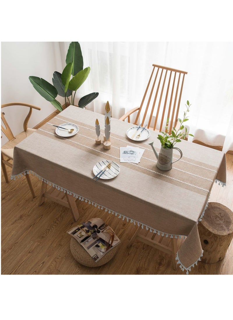 Excefore - Rustic Tablecloth Cotton Linen Waterproof Tablecloths Burlap Table Cloths for Kitchen Dining Cloth Table Cloth for Rectangle Tables Wine Leaf Rectangle - Image 1