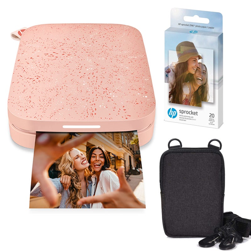 HP Sprocket Portable 2x3 Instant Color Photo Printer (Blush Pink) Zink Paper Bundle - Image 1