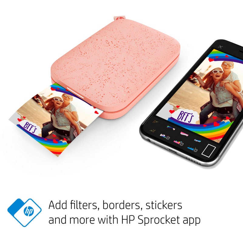 HP Sprocket Portable 2x3 Instant Color Photo Printer (Blush Pink) Zink Paper Bundle - Image 3
