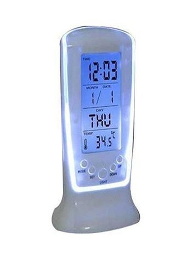 Mantavya Multi-Function Digital Thermometer LED Display Abstract Plastic Alarm Clocks with Backlight for Kids (White) - Image 2