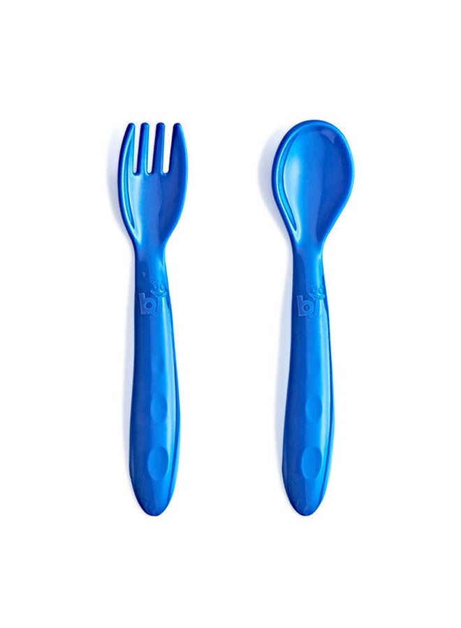 BabyJem Baby Spoon & Fork Set For 12+ Months - Blue