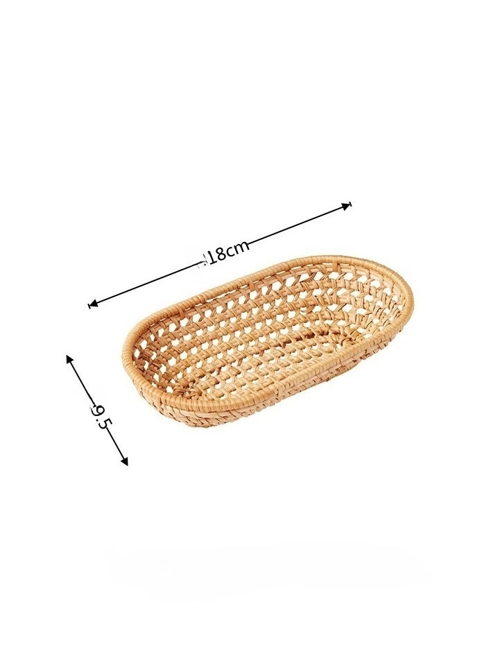 Handmade rattan towel tray storage basket living room dining table knife and fork chopstick box dessert snack fruit basket  - Image 3