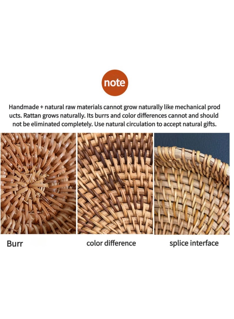 Handmade rattan towel tray storage basket living room dining table knife and fork chopstick box dessert snack fruit basket  - Image 5