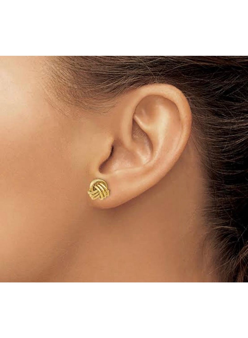 Classic Gold-Tone Love Knot Stud Earrings – Elegant Woven Texture Jewelry