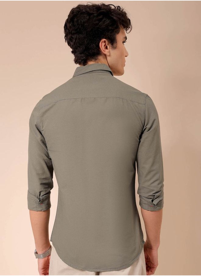 The Indian Garage Co Men Regular Fit Solid Full Sleeves Cutaway Collar Casual Shirt  - Image 2