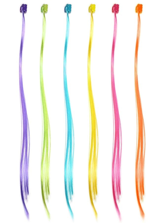 Plenteous Kids Clip-In Colorful Hair Extensions - Rainbow Hair Clips with Tassel Braids, Nylon Wig Styling Accessories for Girls and Women, 12PCS (Multicolor) - Image 1