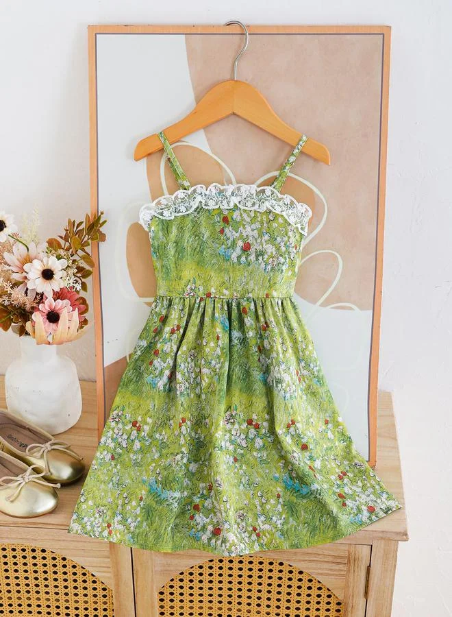 تايك تو فستان ميدي بدون أكمام وطبعة أزهار للأطفال