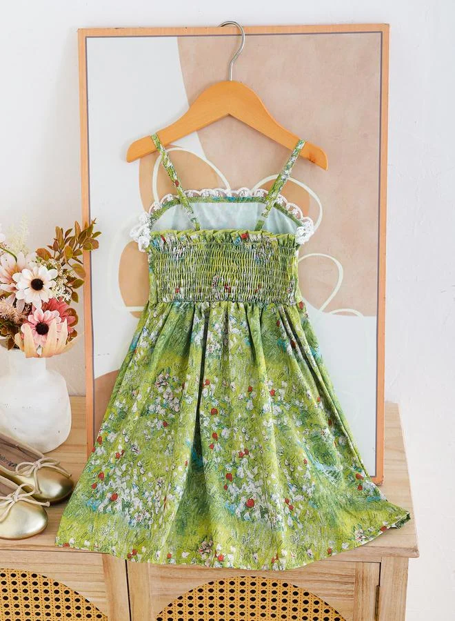 تايك تو فستان ميدي بدون أكمام وطبعة أزهار للأطفال