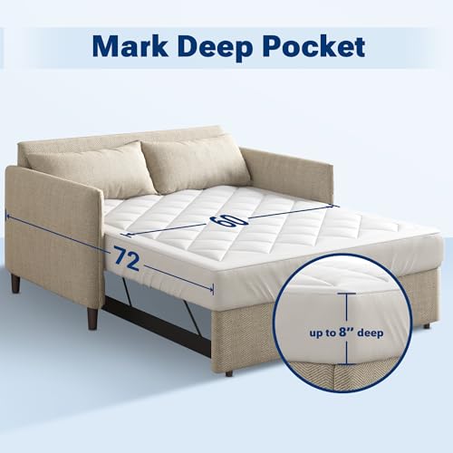 Sleep Philosophy Waterproof Sofa Bed Mattress Protector, Holden Sofa Bed Full Mattress Pad, 3M Scotchgard, Microfiber Mattress Topper Fitted Elastic Pocket Fits Up to 8 Inch, Full 54x72, White - Image 5