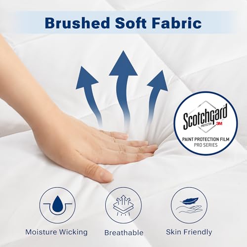 Sleep Philosophy Waterproof Sofa Bed Mattress Protector, Holden Sofa Bed Full Mattress Pad, 3M Scotchgard, Microfiber Mattress Topper Fitted Elastic Pocket Fits Up to 8 Inch, Full 54x72, White - Image 4