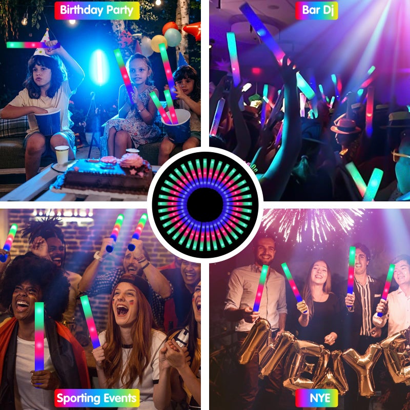 SHQDD 105PCS LED Foam Glow Sticks, Foam Light up Sticks Bulk Party Pack with 3 Modes Colorful Flashing, Glow in The Dark Party Supplies for Parties, Wedding, July 4th, Birthday,Raves,Concert,New Year - Image 5