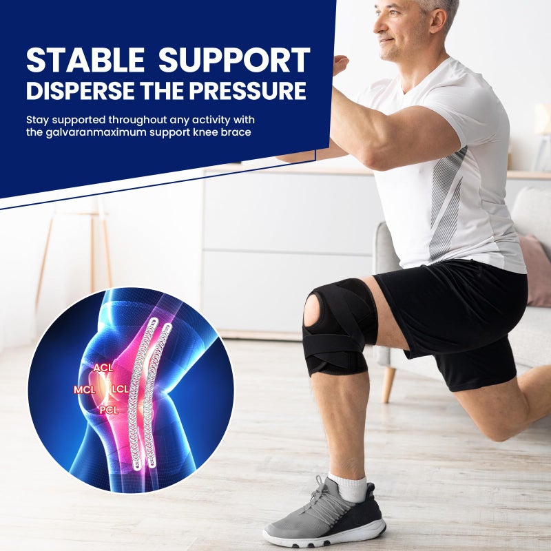 Galvaran Knee Brace for Men & Women - ACL, MCL, Meniscus Tear Support & Arthritis Pain Relief - Stabilizing Knee Braces Support with Side Stabilizers & Patella Gel Pad - Image 3