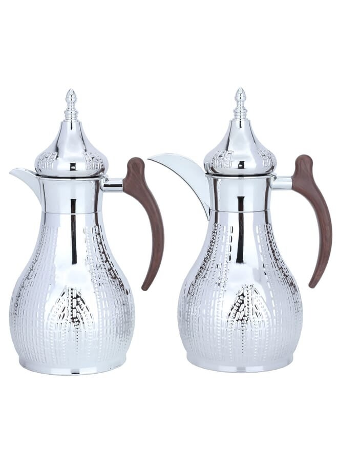 السيف غاليري طقم ترامس هيلة السيف غاليري، 1.2/1.2 لتر، قطعتين، حافظة داخلية استيل، هيكل خارجي استيل - فضي بني - Image 1