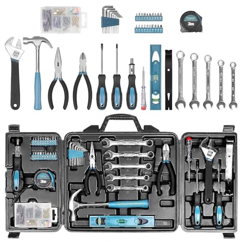 zeite Tool Kit for Home, 144 Piece Hand Tool Set with Storage Box, General Basic Repair Tool Set with Hammer, Pliers, Wrenches, Voltage Tester, Measure Tape, Screwdriver Bits - Image 1