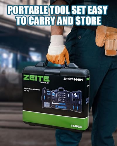 zeite Tool Kit for Home, 144 Piece Hand Tool Set with Storage Box, General Basic Repair Tool Set with Hammer, Pliers, Wrenches, Voltage Tester, Measure Tape, Screwdriver Bits - Image 2