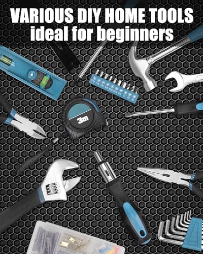zeite Tool Kit for Home, 144 Piece Hand Tool Set with Storage Box, General Basic Repair Tool Set with Hammer, Pliers, Wrenches, Voltage Tester, Measure Tape, Screwdriver Bits - Image 4