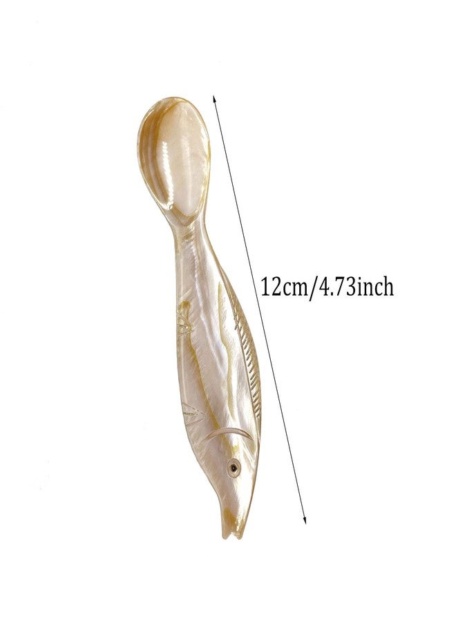 Wenplus 2 Pack 4.73inch Caviar Spoons Handcraft Mother of Pearl MOP Caviar Spoon W Round Handle with One Plastic Storage Box -Coffee Color, Style F - Image 2