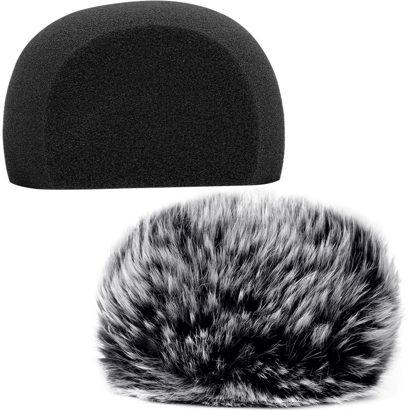 ChromLives Windscreen Microphone Wind Muff, Foam Wind Screen Wind Cover Compatible with Zoom H5 H6 Portable Handy Recorder Furry & Foam 2Pack - Image 1