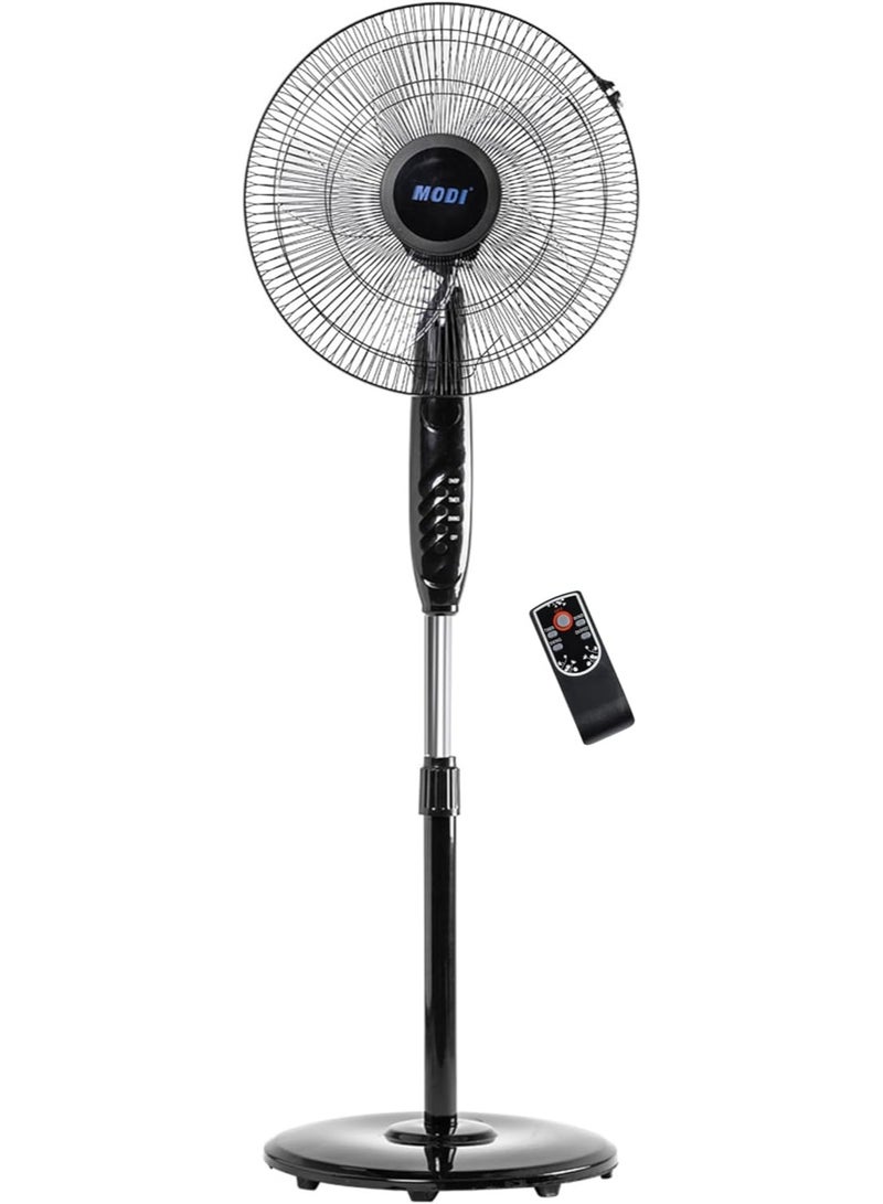 MODI 16-Inch High-Speed Pedestal Fan with Remote Control – 5-Blade Powerful Cooling, 3-Speed Adjustable Height & 90° Oscillation (50W)